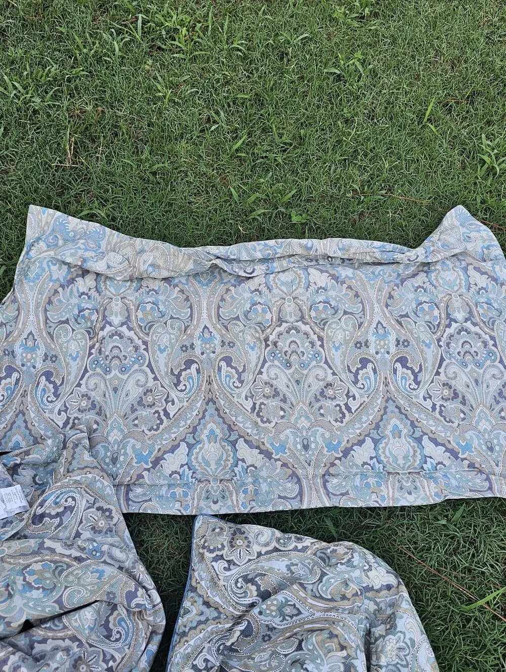 Pottery Barn McKenna Paisley Blue Organic Cotton King Sham Euro Quilted Set Read
